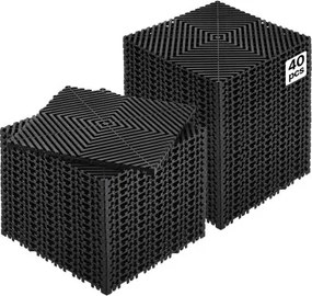 VEVOR Interlocking Drainage Mat Douchemat 31 x 31 cm Modulaire Interlock Vloermatten, 40 Stuks Splitsbare Drainagematten, Antislip Drainage Vloertegels, voor Garage Tuin Zwart