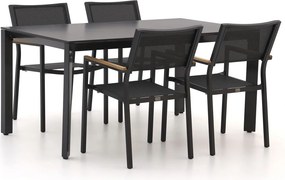 + 10% kassakorting | Diningset Bellagio | 4 personen sintered stone | Tuinset stapelbaar | 5-delig | Kees Smit Tuinmeubelen