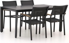 Diningset Bellagio | 4 personen sintered stone | Tuinset stapelbaar | 5-delig | Kees Smit Tuinmeubelen