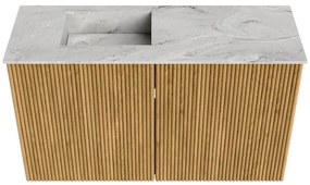 Mondiaz Joya DLux 70cm toiletmeubel oak met wastafel faye links zonder kraangat glace