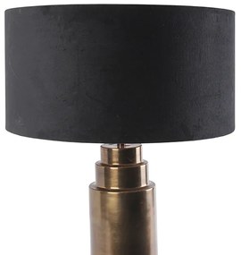 Art Deco tafellamp brons velours kap zwart met goud 50 cm - Bruut Art Deco E27 rond Binnenverlichting Lamp