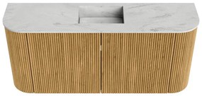 Mondiaz Joya DLux 95cm toiletmeubel ronding links/rechts oak met wastafel faye midden zonder kraangat opalo