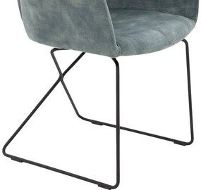 Goossens Excellent Eetkamerstoel Manzini groen velvet stof met armleuning, modern design