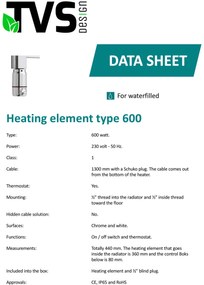 TVS Design EL 600 radiator thermostaat chroom 600W