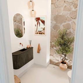 Mondiaz Joya 85cm toiletmeubel ronding links/rechts shadow met wastafel faye midden zonder kraangat urban