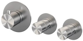 Brauer Brushed Edition inbouwthermostaat - met inbouwdeel - 3 gladde knoppen - PVD - geborsteld RVS 5-NG-088