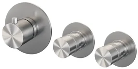Brauer Brushed Edition inbouwthermostaat - met inbouwdeel - 3 gladde knoppen - PVD - geborsteld RVS 5-NG-088