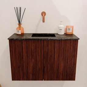 Mondiaz Joya DLux 60cm toiletmeubel ruby met wastafel faye midden zonder kraangat lava