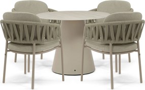 Tuinset Ronde Tuintafel 4 personen Rope Zand/Beige 4 Seasons Outdoor Calma/Serino