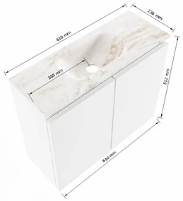 Mondiaz Ture DLux toiletmeubel 60cm cale met wastafel lava midden met kraangat