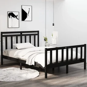 vidaXL Bedframe massief hout zwart 140x190 cm