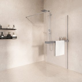 Saniclear Metric inloopdouche 100cm met handdoekhouder en helder glas chroom