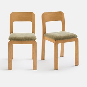 Set van 2 massief eiken gestoffeerde stoelen Talet