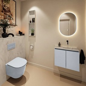 Mondiaz Ture DLux toiletmeubel 60cm clay met wastafel opalo rechts zonder kraangat