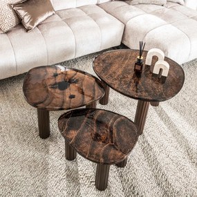 Salontafel Getrokken Glas Koperkleur Middel - 62 X 45cm.