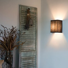 Landelijke wandlamp zwart met stoffen kap - Vete Modern E27 Binnenverlichting Lamp