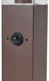 Buitenlamp roestbruin met helder glas 45cm IP44 met stopcontact en bewegingssensor - Malios Modern E27 IP44 Buitenverlichting
