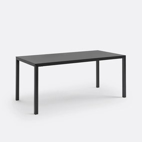 Eettafel, zwart gelakt staal, 6 personen, HIBA