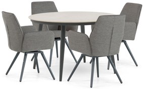 Tuinset 4 personen 120 cm Outdoor textiel Grijs Lifestyle Garden Furniture Andorra/Vienna