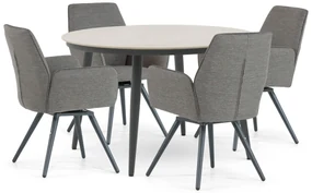 Tuinset 4 personen 120 cm Outdoor textiel Grijs Lifestyle Garden Furniture Andorra/Vienna