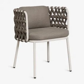 Set Van 2 Tuinstoelen Met Armleuningen Van Aluminium En Gevlochten Touw Tevary Gardenia Wit & Hazelnootbruin Doek - Sklum