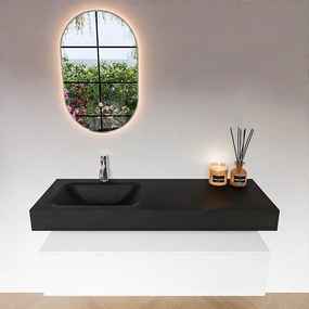 Zaro Alan badmeubel 130cm talc 1 lade met vrijhangende wastafel cloud links 1 kraangat urban