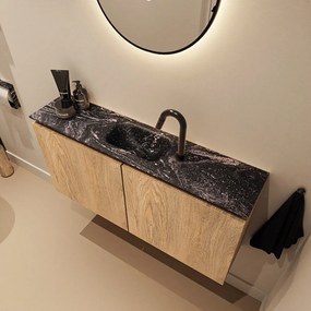 Mondiaz Ture DLux toiletmeubel 100cm washed oak met wastafel lava midden met kraangat