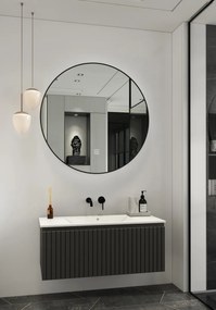 Fontana Lento zwart badkamermeubel ribbelfront witte wastafel 100cm geen kraangat