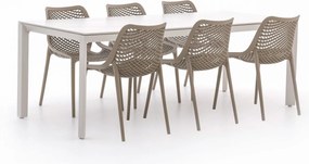 Diningset Forza | 6 personen sintered stone | Tuinset stapelbaar | 7-delig | Kees Smit Tuinmeubelen