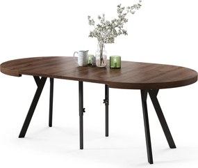 EXPANSO Bruine eik/zwarte poten - GROTE RONDE TAFEL Ø110 UITBREIDBAAR TOT 310 cm met Y-POTEN LOFT/INDUSTRIAL