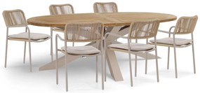 Tuinset 6 personen 240 cm Aluminium/Rope Taupe Coco Penya/Brookline