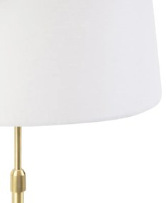 Tafellamp goud/messing met linnen kap wit 35 cm - Parte Modern E27 cilinder / rond rond Binnenverlichting Lamp