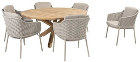 4 Seasons Outdoor Eros dining set latte met Prado tafel Ø 160 cm      beige weerbestendig