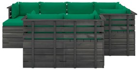 vidaXL 10-delige Loungeset met kussens pallet massief grenenhout