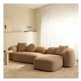 2-delige Modulaire Chaise Longue-bank Rechts, In Coco Chenille Dikke Chenille Stof Latte Bruin - Sklum