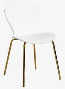 Stapelbare Eetkamerstoelen Set Van 4 Uit Goud & Polypropyleen Wit - Sklum