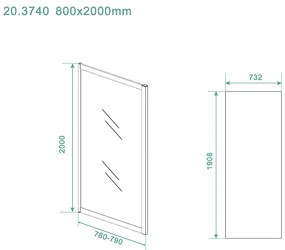 Mueller Manhattan zijwand voor douchedeur 80x200cm mat zwart