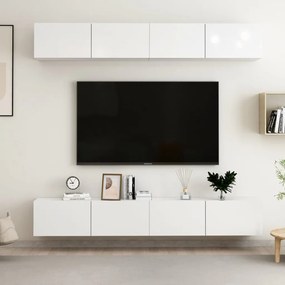 vidaXL Tv-meubelen 4 st 100x30x30 cm spaanplaat hoogglans wit
