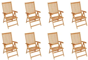 vidaXL Tuinstoelen 8 st verstelbaar met kussens massief teakhout