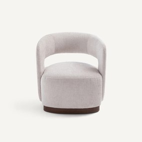 Fluwelen draaifauteuil met walnootfineer onderstel, JESPER