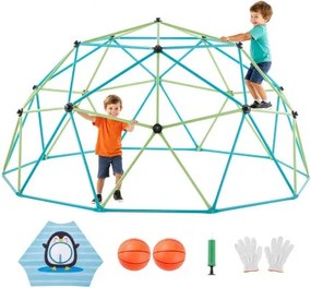 VEVOR Klimkoepel Geometrisch Klimrek (305 cm breed) met handschoenen en 2 basketballen, draagvermogen 453 kg Klimrek, klimuitrusting voor kinderen van 3 tot 10 jaar Tuinspeelgoed