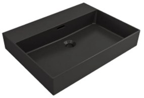 Plieger Kansas wastafel zonder kraangat met overloop 60x46.6cm mat zwart