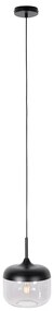 Design hanglamp zwart met goud en smoke glas - Kyan