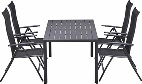 Garden Impressions Santos tuinset 5-delig - Kasper tuintafel 160x84 cm donker grijs
