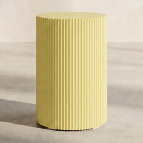 Geribbelde Bijzettafel Geel - 31 X 31cm.