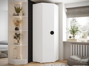 Hoekkledingkast Hartford 568, Zwart, Wit, 237x81x81cm, 95 kg, Kledingkast deuren: Met scharnieren
