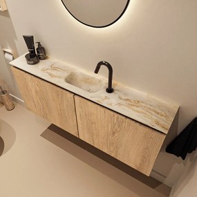 Mondiaz Ture DLux toiletmeubel 120cm washed oak met wastafel frappe midden met kraangat