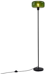 Retro vloerlamp zwart met groen glas - Bizle