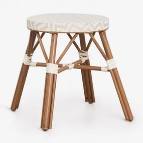 Set Van 2 Lage Krukken 45 Cm Van Aluminium En Synthetisch Riet Brielle Bistro Naakt Beige - Gardenia Wit - Sklum
