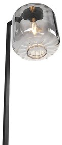 Design vloerlamp zwart met smoke glas - Qara Down